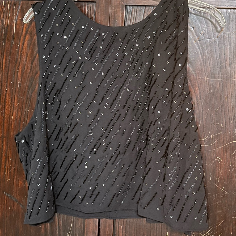 Banana Republic Black Beaded Crop Top